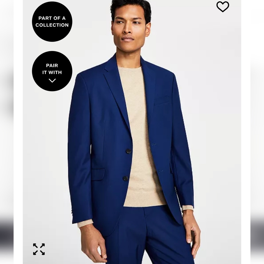 Reaction Kenneth Cole Techne-Cole Mens Suit Set Blue